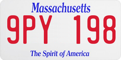 MA license plate 9PY198