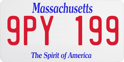 MA license plate 9PY199