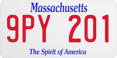 MA license plate 9PY201