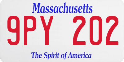 MA license plate 9PY202