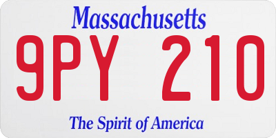 MA license plate 9PY210