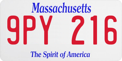 MA license plate 9PY216