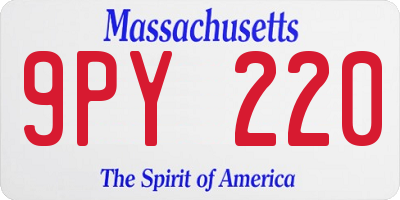 MA license plate 9PY220