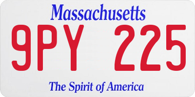 MA license plate 9PY225