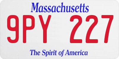 MA license plate 9PY227