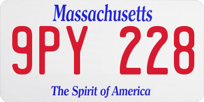 MA license plate 9PY228