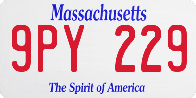 MA license plate 9PY229