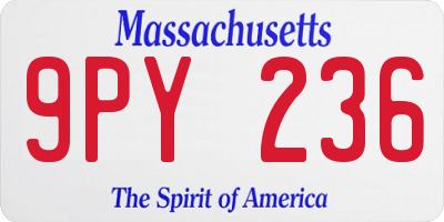 MA license plate 9PY236