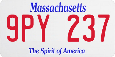 MA license plate 9PY237
