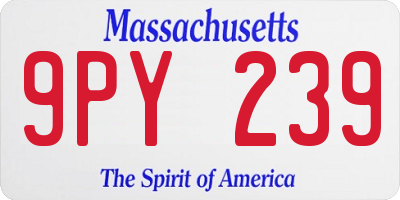 MA license plate 9PY239