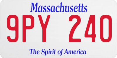 MA license plate 9PY240