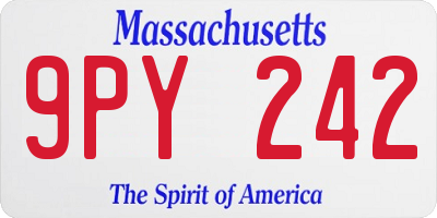 MA license plate 9PY242