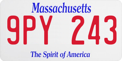 MA license plate 9PY243