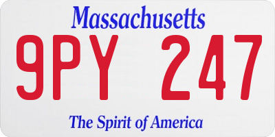 MA license plate 9PY247