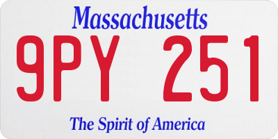 MA license plate 9PY251