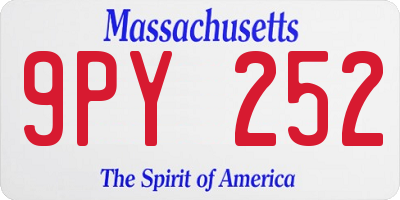 MA license plate 9PY252