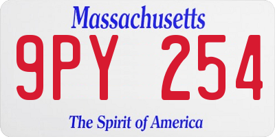 MA license plate 9PY254