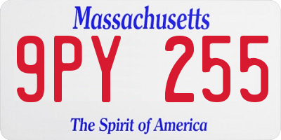 MA license plate 9PY255