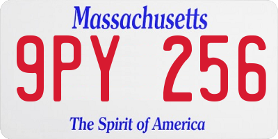 MA license plate 9PY256