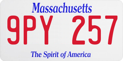 MA license plate 9PY257