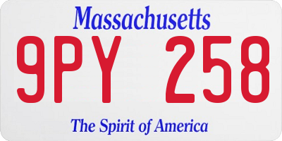 MA license plate 9PY258