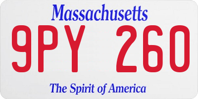 MA license plate 9PY260