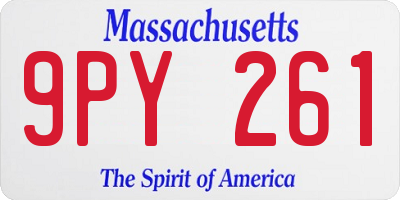 MA license plate 9PY261