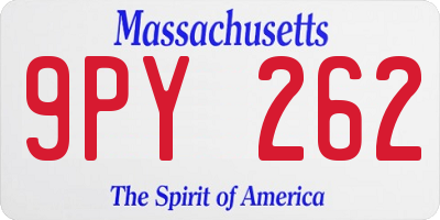 MA license plate 9PY262