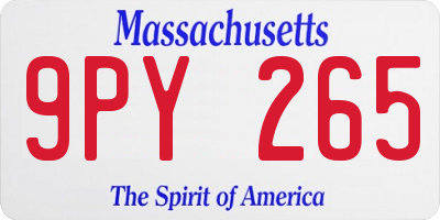 MA license plate 9PY265