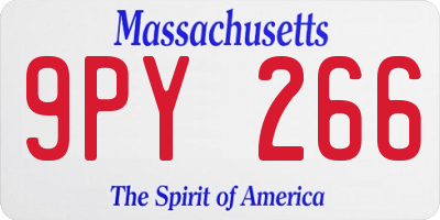 MA license plate 9PY266