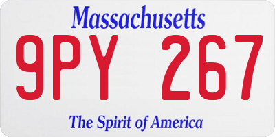 MA license plate 9PY267