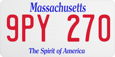 MA license plate 9PY270