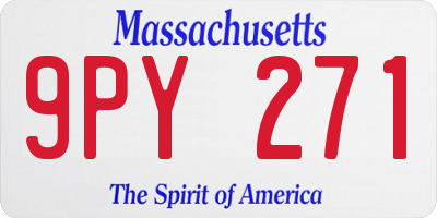 MA license plate 9PY271