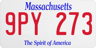 MA license plate 9PY273