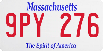 MA license plate 9PY276
