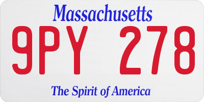 MA license plate 9PY278