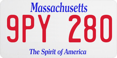 MA license plate 9PY280