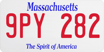 MA license plate 9PY282