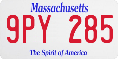 MA license plate 9PY285