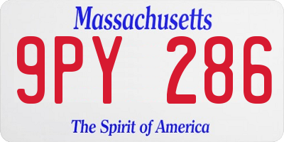 MA license plate 9PY286
