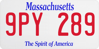 MA license plate 9PY289