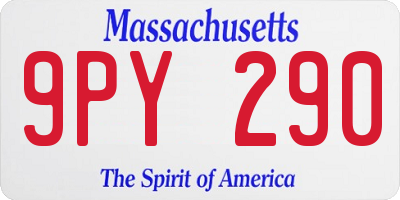 MA license plate 9PY290