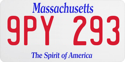 MA license plate 9PY293