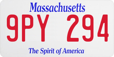 MA license plate 9PY294