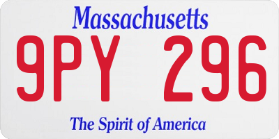 MA license plate 9PY296