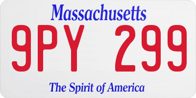 MA license plate 9PY299