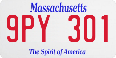 MA license plate 9PY301