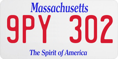 MA license plate 9PY302