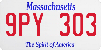 MA license plate 9PY303