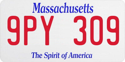 MA license plate 9PY309